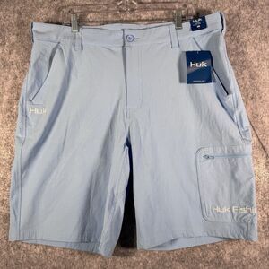 Huk Shorts Mens 2XL Blue Cargo Fishing Performance Vented Mesh 40"x10.5"